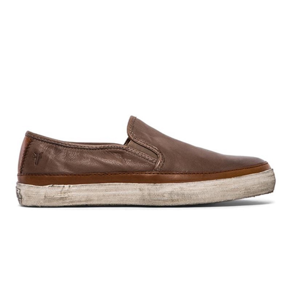 Frye Gavin Sneaker Gray/Brown Leather Slip-on Mens Sz 12 Loafer Distressed